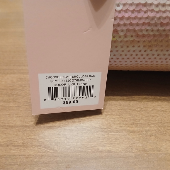 JUICY COUTURE | NWT | Pink Sequin Shoulder Bag with pouch and charm - Picture 5 of 16